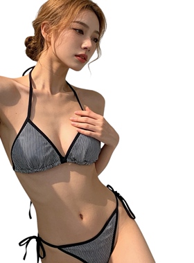 DDD原单lefties女士分体游泳衣时尚清新条纹百搭比基尼温泉带胸垫