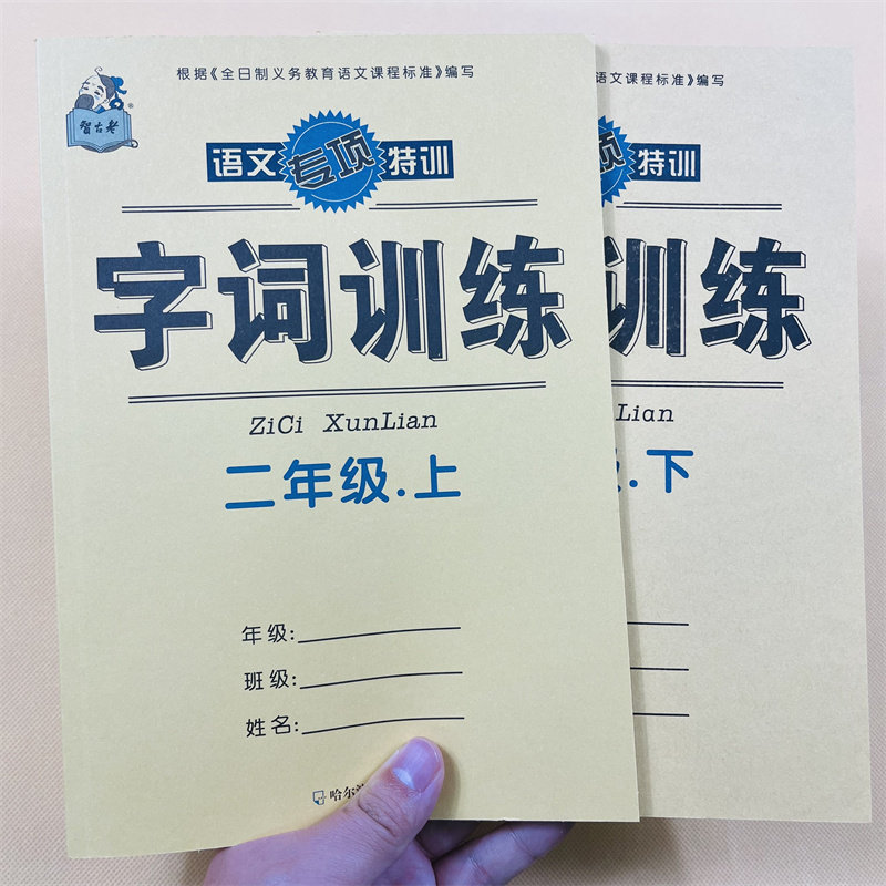 二年级上下册语文字词练习册人教部编版课本同步字词训练选词填空词语练习册2年级上下学期教材课文内容同步一课一练课堂作业本