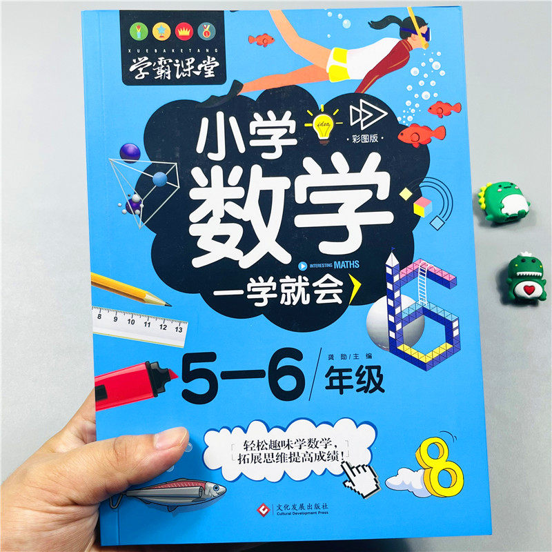 小学数学一学就会5-6年级适用彩图版小学生五六年级上册下册数学思维训练阅读课外书趣味阅读绘本故事有关数学小学天天练同步练习