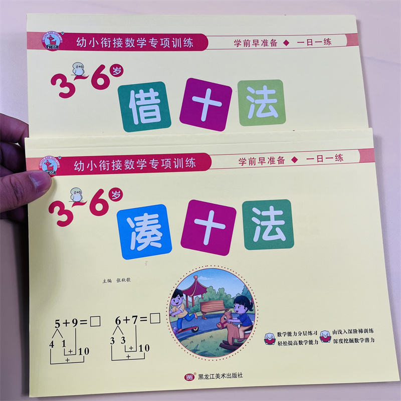 全套2册凑十法借十法幼小衔接数学专项训练入学准备幼小衔接整合教材同步一日一练3-6岁幼小衔接学前测试10-20以内加减法练习册