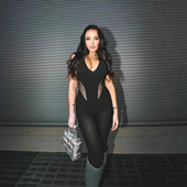 连体衣 figure Sexy 纯色性感镂空修身 cut out hugging jumpsuit