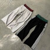 Three bar 侧边三条杠拼接格子卫裤 plaid sweatpants the side