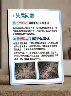 头屑问题科普展示牌养发馆理发店护理知识宣传装饰摆件