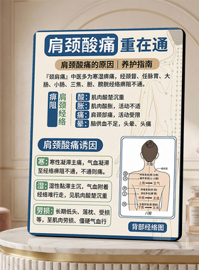 肩颈酸痛养护知识展示摆件养生馆理疗店中医馆桌面科普装饰立牌
