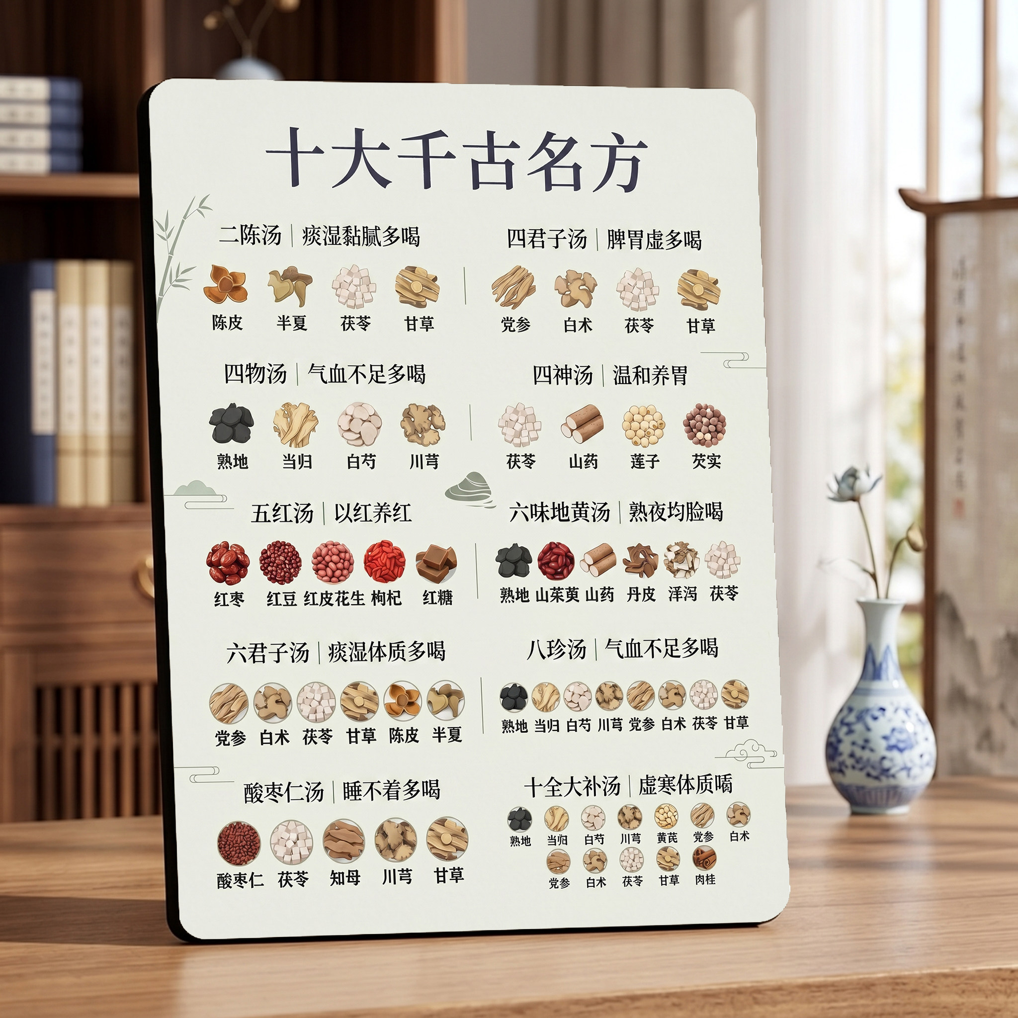 十大千古名方 美容院店内宣传桌面摆件