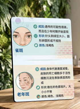 美容院雀斑老年斑辨识科普展示牌桌面装饰摆件