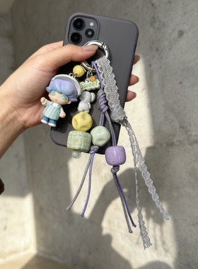 改娃 DIMOO泡泡玛特萌粒手机链手机挂绳钥匙包挂饰手机挂件