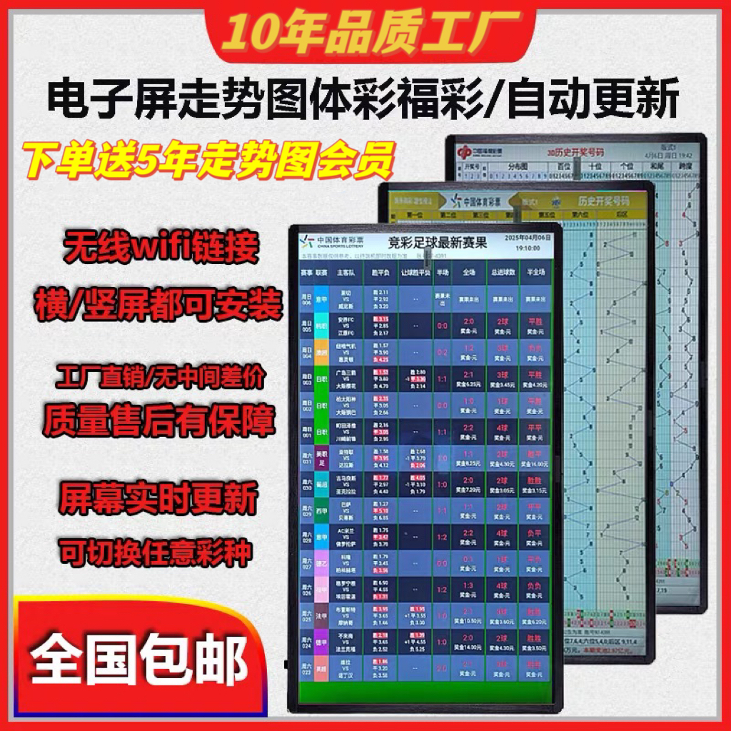 彩票站电子走势图显示屏体彩福彩快乐8大乐透排列3双色球专用电视
