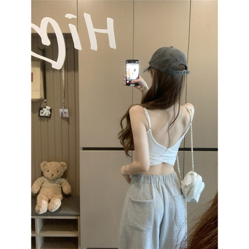 无名女装实拍不减 辣妹性感露背吊带背心带胸垫纯色百搭休闲运动