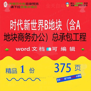 时代新世界B地块（含A地块商务办公）总承工程相关方案方案包工