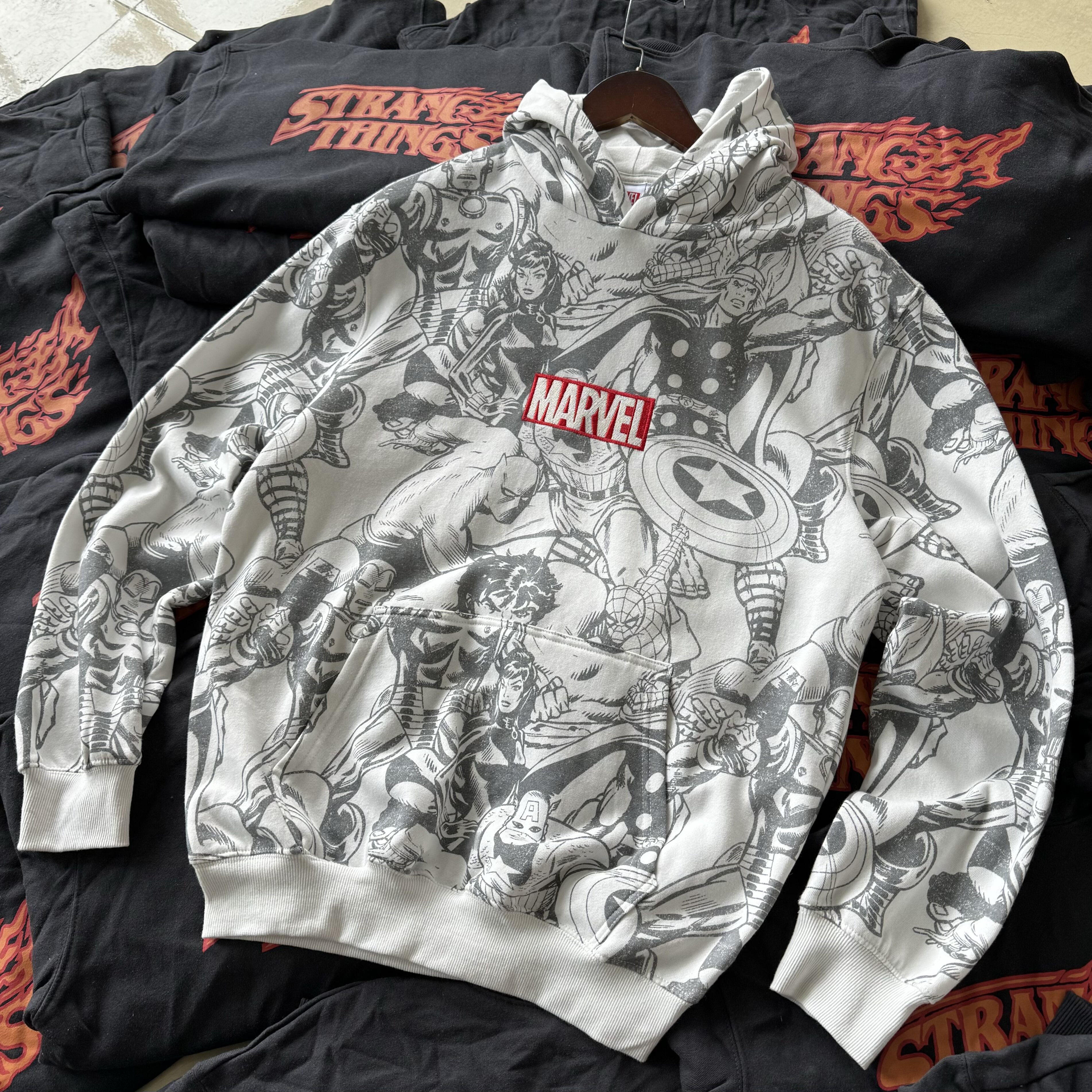 美国单 刺绣 复仇者 超级英雄插画满印 美式连帽卫衣男女秋冬薄绒,男装,卫衣,淘宝优惠券,粉丝福利购,淘宝优惠卷