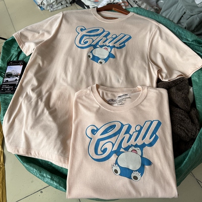 宠物小精灵 x 卡比兽 美式复古卡通短袖Chill慵懒风男女夏薄透气T