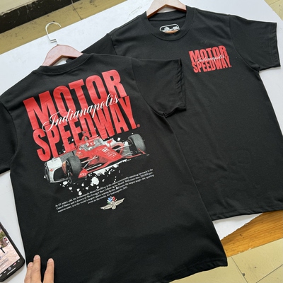 美单 F1一级方程式赛车Indy 500  美式复古短袖男女夏薄T恤工装风