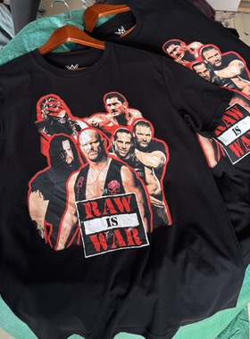 出口单 WWE传奇选手群像Raw Is War复古美式 男女短袖T恤夏薄透气