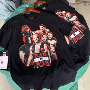 出口单 WWE传奇选手群像Raw Is War复古美式 男女短袖T恤夏薄透气