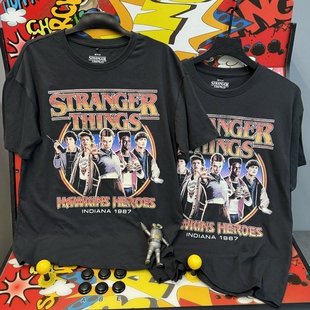 StrngerThig奇怪物语 霍金斯主角团 做旧短袖t恤男女夏薄透气1987