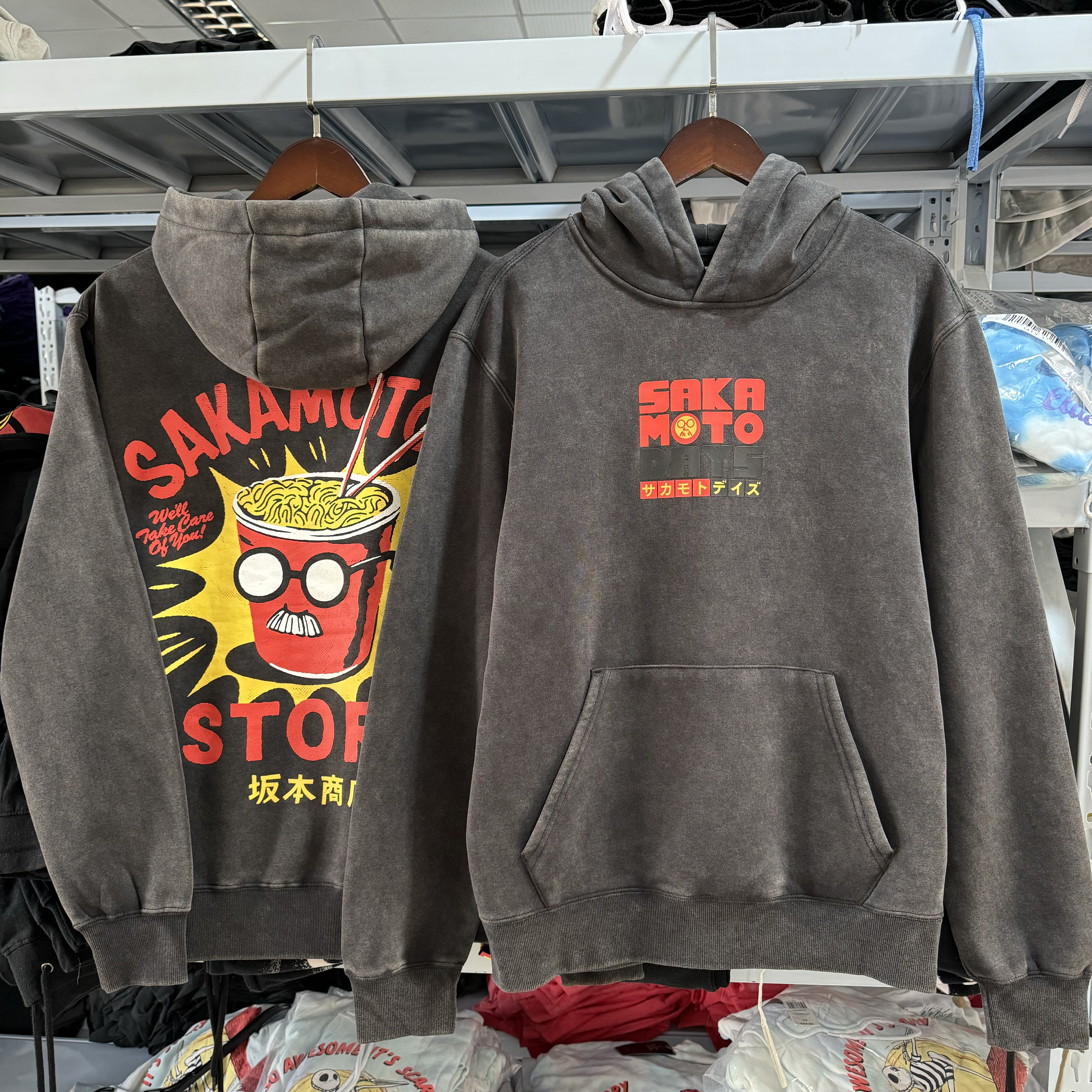 水洗做旧 SAKAMOTO'S STORE 坂本日常商店慵懒风连帽卫衣男女帽衫