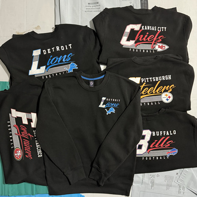 NFL 美式橄榄球联盟雄狮圆领卫衣黑前后印花秋冬薄绒男女情侣8494