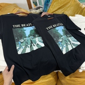 高街复古男女短袖 Beatles甲壳虫乐队Lennon 夏薄T 披头士The 美版