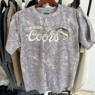 ORIGINAL Coors迷彩美式复古户外路亚钓鱼T恤鳟鱼短袖男女夏薄241