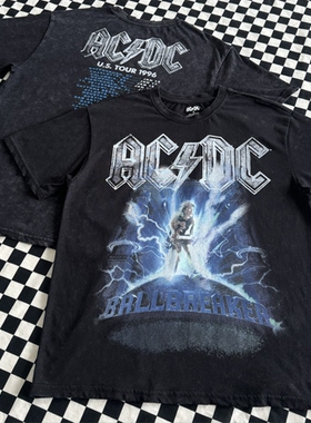 美版 AC/DC Ballbreaker1996巡演T恤复古水洗做旧短袖男女T恤摇滚