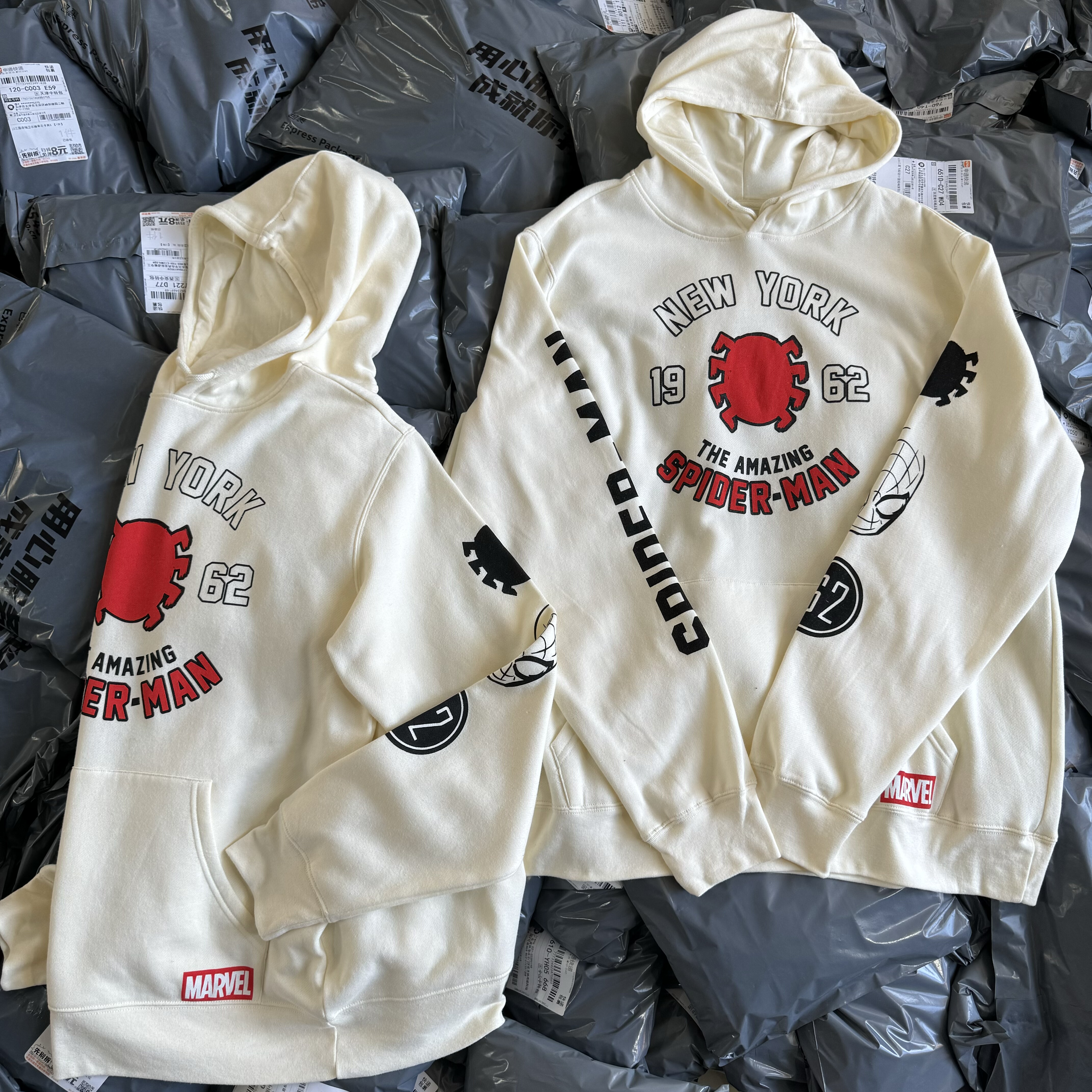 出口单 大码 Spide-Man蜘蛛周边男女连帽卫衣秋冬薄绒帽衫休闲237