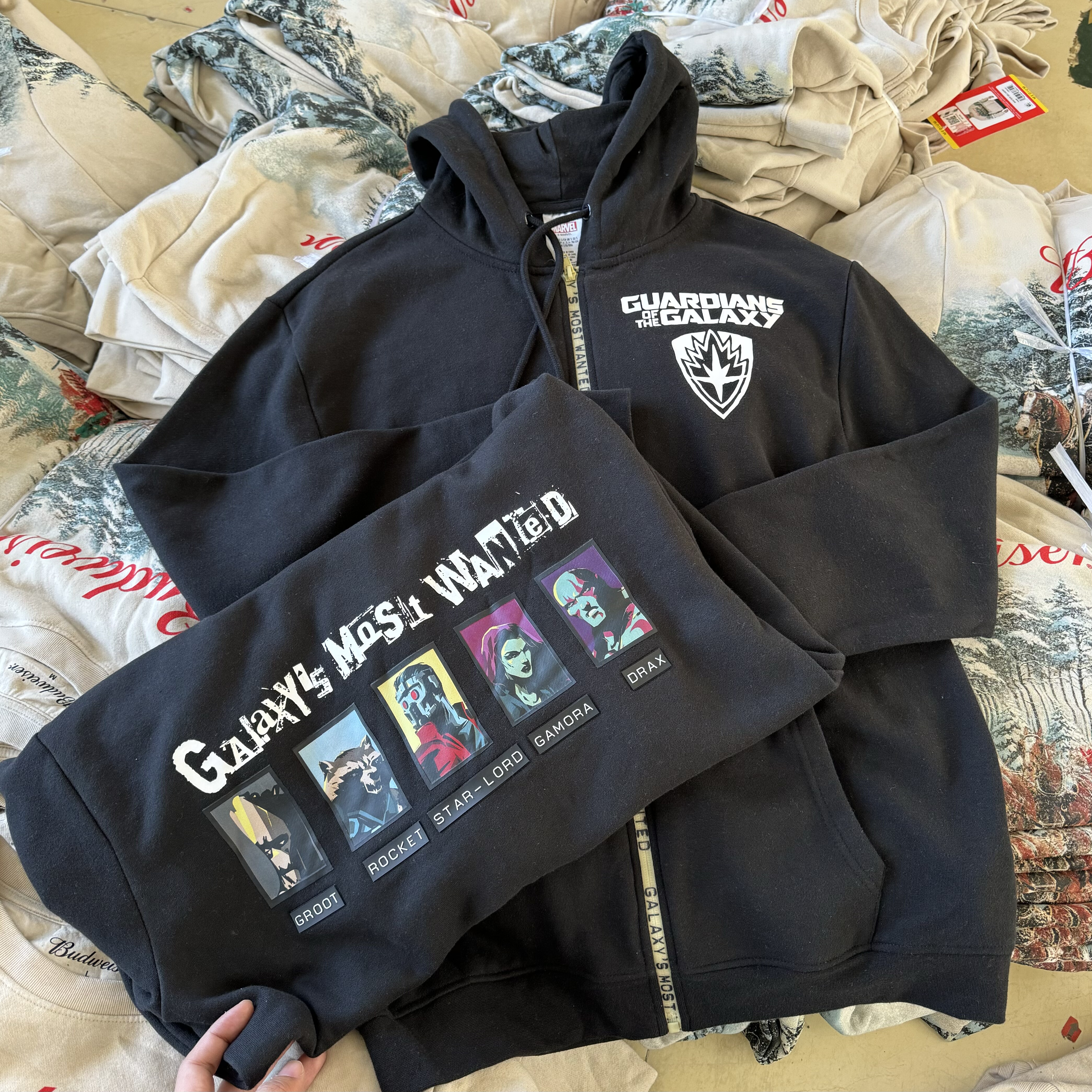 乐园版 银河卫队 徽章款美式复古连帽卫衣拉链外套开衫薄绒秋帽衫,男装,卫衣,淘宝优惠券,粉丝福利购,淘宝优惠卷