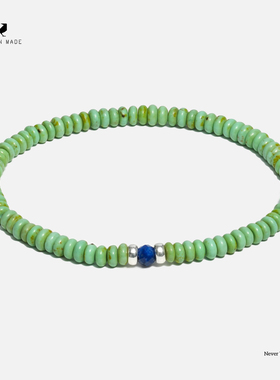 RONINMADE轻奢中古小众伯劳克林绿松纯银手链情侣男礼物银饰串珠