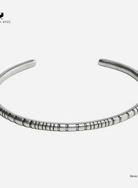 RONINMADE复古小众设计感克里银手镯男女情侣礼物叠戴中古银饰