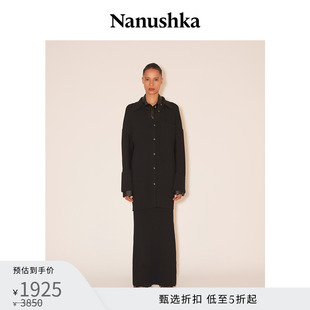 甄选折扣 NANUSHKA 女士 衬衫 GISE 简约通勤黑色宽松翻领长袖