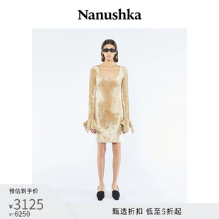 甄选折扣 NANUSHKA 女士 连衣裙U型领短裙 BRINA 丝绒针织长袖