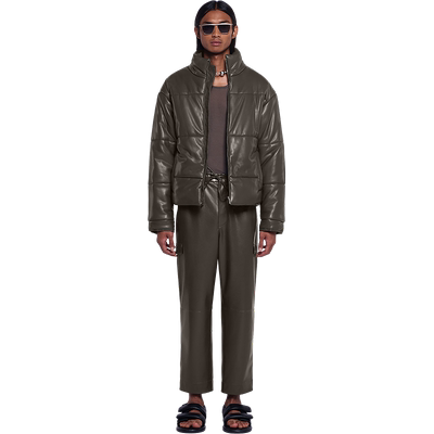 【甄选经典】NANUSHKA 男士 MARRON 素皮立领仿皮皮衣夹克外套