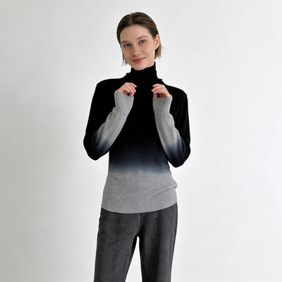 高领渐变针织内搭打底衫女秋冬设