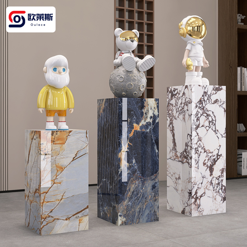高端大理石摆件底座轻奢高级感2026新款岩板花架子客厅落地式,家居饰品,落地摆件,淘宝优惠券,粉丝福利购,淘宝优惠卷