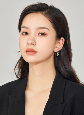 Entnii 时髦百搭 小众设计感扭曲金属耳环气质简约个性耳饰女