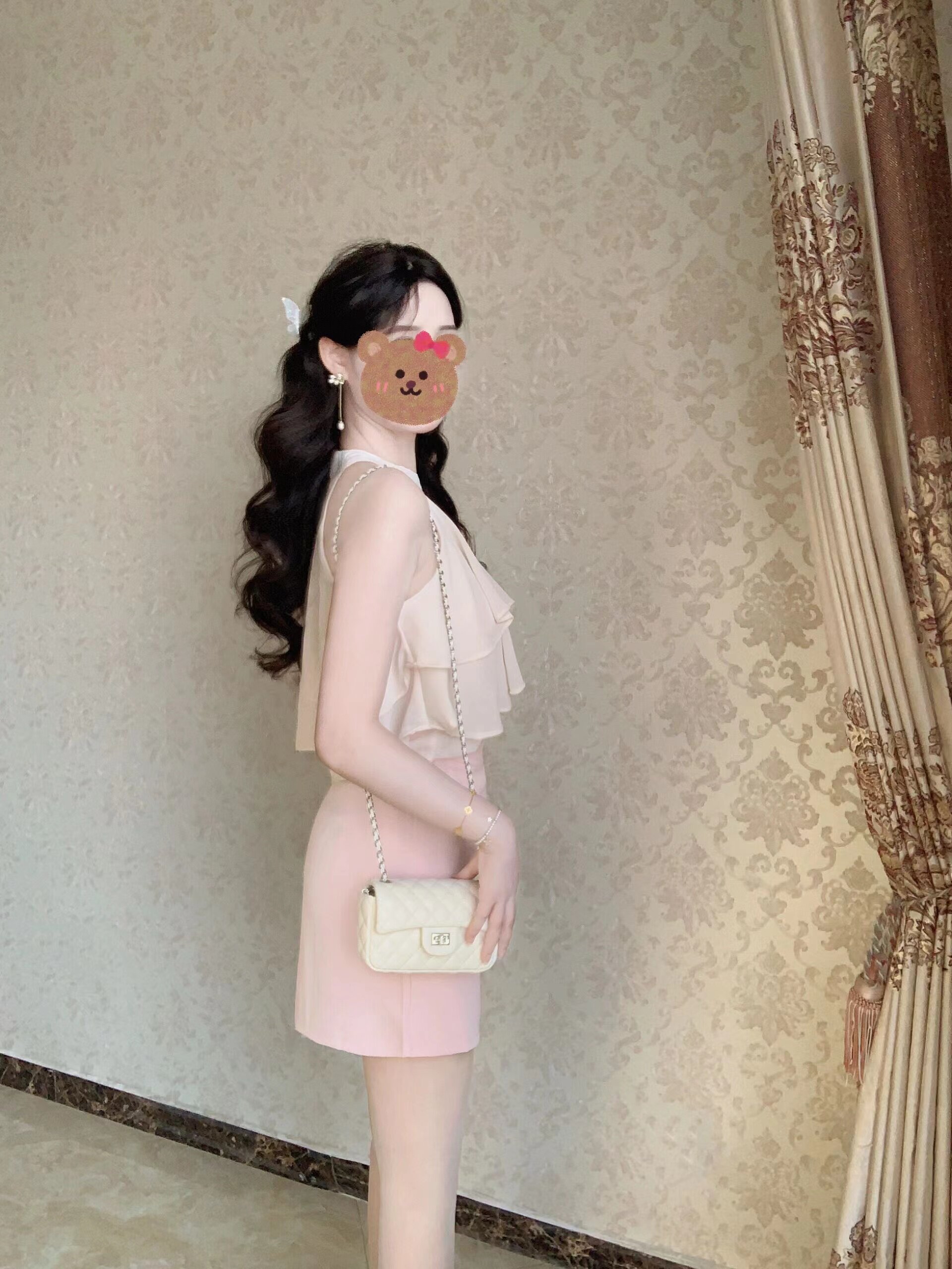 SLEEVELESS HALTERNECK SUSPENDER CHIFFON CROP TOP WOMENS DESIGN SENSE NICHE FRENCH GENTLE RUFFLES FAIRY VEST SUMMER