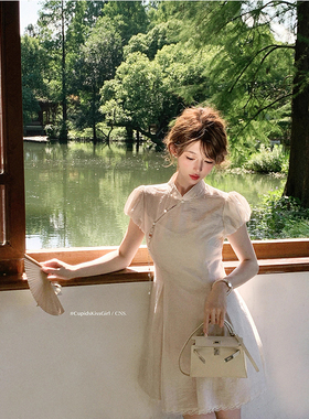 【福利6折起清仓】csk丘比特 “蝶与铃兰” 新中式刺绣收腰连衣裙