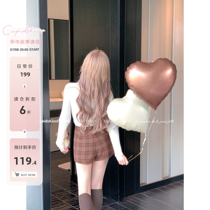 PlaidGirls美式格纹斜襟短裤