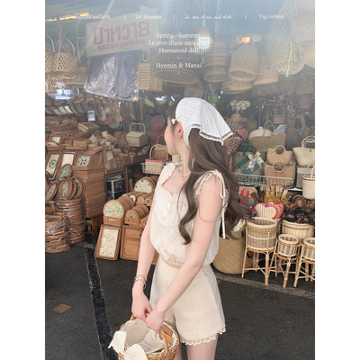 【福利6折清仓】csk丘比特 请一起度假吧！棉麻风少女短款小上衣