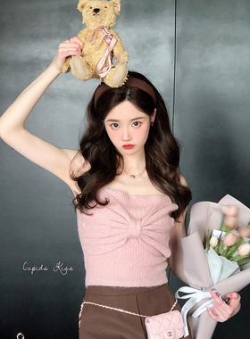 【特惠巨折】csk丘比特 蝴蝶结泡芙+利落线条裙 针织吊带A字裙