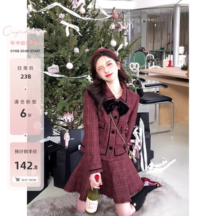 节日系列新年套装 野浆果Wine csk丘比特 毛呢外套 福利6折清仓