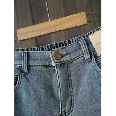 秋冬天大仔码10公斤63860宫浅休色鹅绒加厚後牛裤覆古宽松蓝闲爸