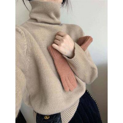 高领套头冬毛衣20女24年秋季慵懒风糯宽AASIWM内搭高软松领针织打