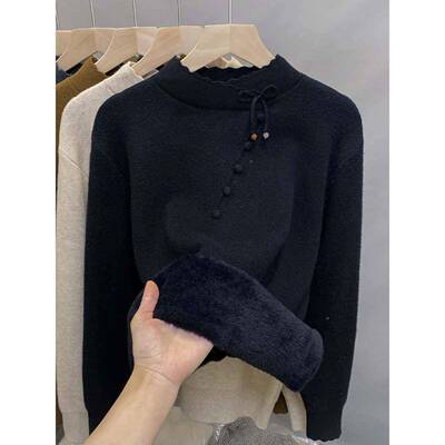 件式24半高领丝绒针织衫，女式D7066羊一毛衬里加厚底衬20秋冬衫t