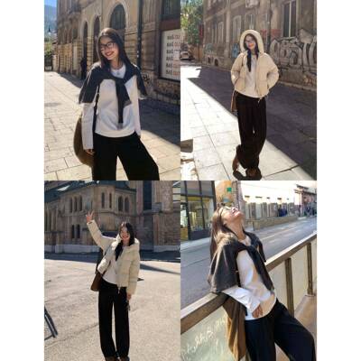 puume织e肩长袖内搭CBA衣女宽松圆领百白IWZ色T恤新款d休s闲搭正