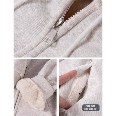 北加极4绒里卫衣外套女xj-白灰冬季内加绒开 x羊j-白灰秋衫羔毛20