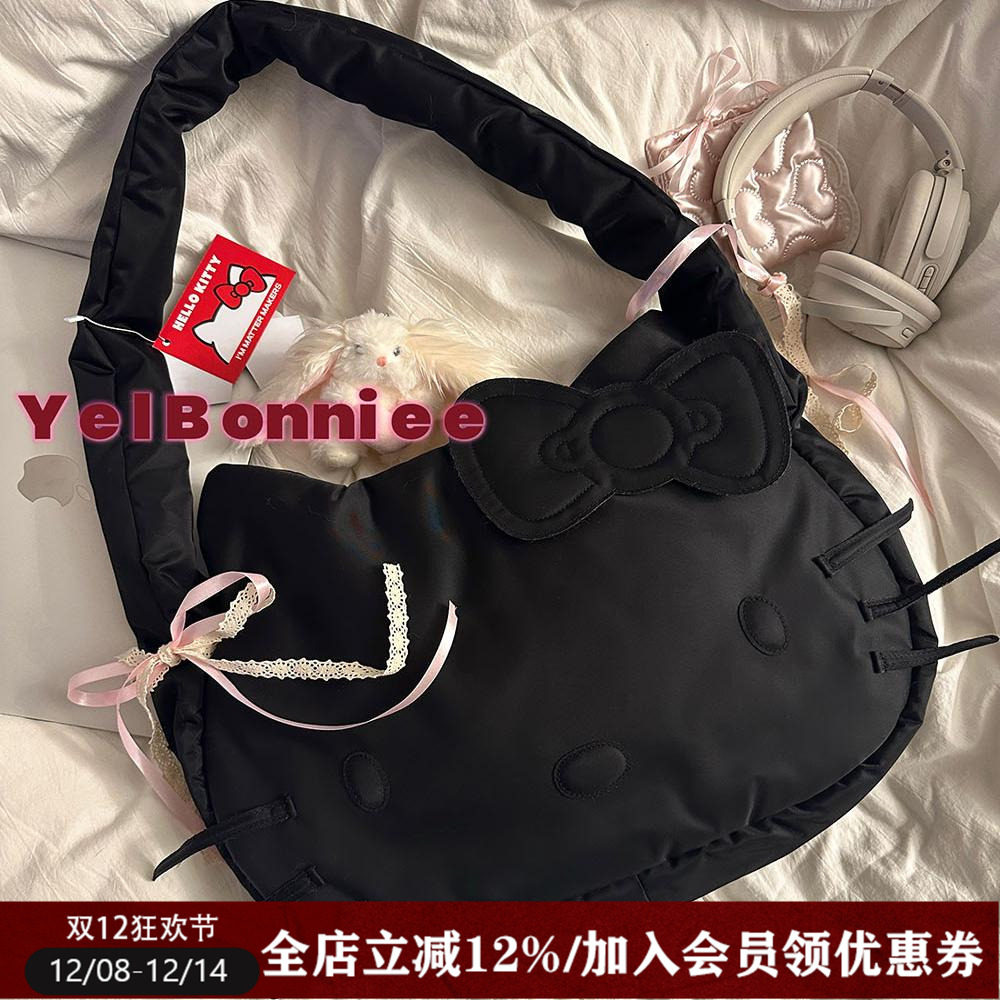 潮牌可爱暗黑猫咪头大容量包包