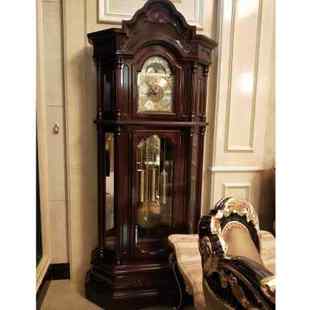 德国赫姆勒实木机械落地钟客厅别墅欧式 摆钟 复古报时立式 座钟中式