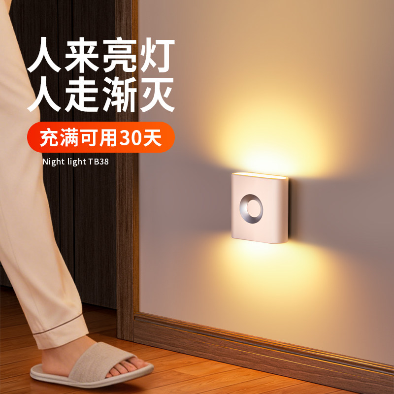 led迷你感应小夜灯夜间起夜自动人来即亮家用楼梯走廊过道感应灯
