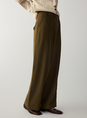 【自在休闲裤】MSLAN春季宽松显瘦抗皱半松紧直筒裤MFCE6702